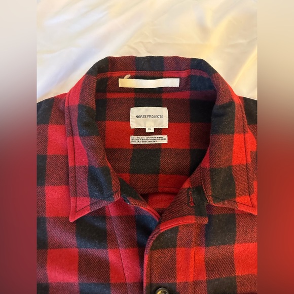 Norse Projects Kyle Wool Shirt Jacket in red plaid - Picture 5 of 13